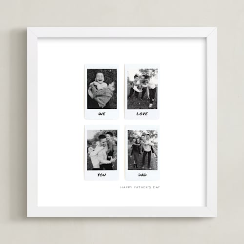 This is a white photo art by Olivia Kanaley Inman called four photo: square framed photo
