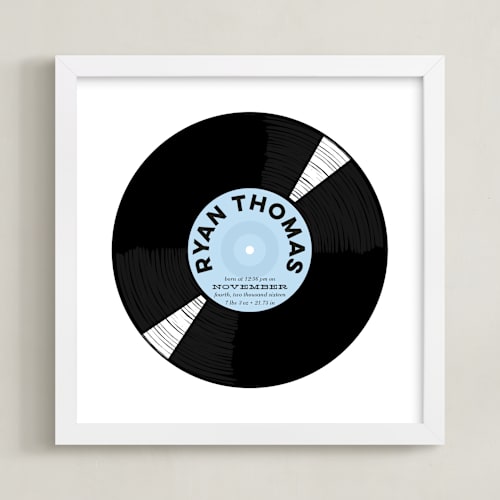 This is a baby blue personalized art for kids by Baumbirdy called for the record