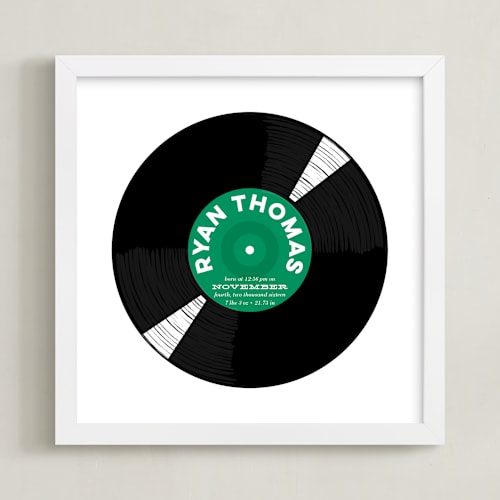 This is a hunter green personalized art for kids by Baumbirdy called for the record