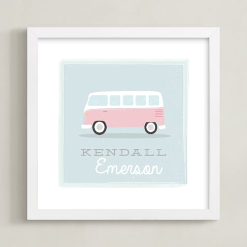 This is a cotton candy personalized art for kids by Itsy Belle Studio called little bus