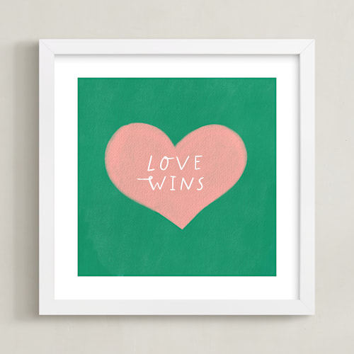 This is a emerald green kids wall art by Little Miss Missy called love wins