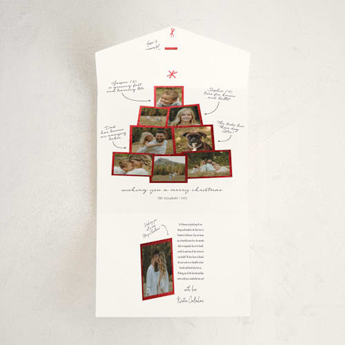 This is a snow all in one holiday cards with foil pressed by Shari Margolin called photo tree printing on value cover in all-in-one