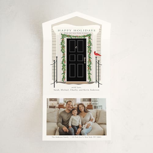 This is a midnight all in one holiday cards with standard by Susan Moyal called from our home to yours printing on value cover in all-in-one