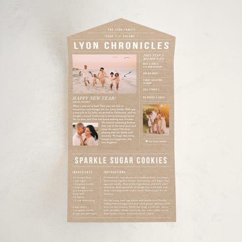 This is a kraft all in one holiday cards with standard by Becca Thongkham called extra, extra printing on value cover in all-in-one