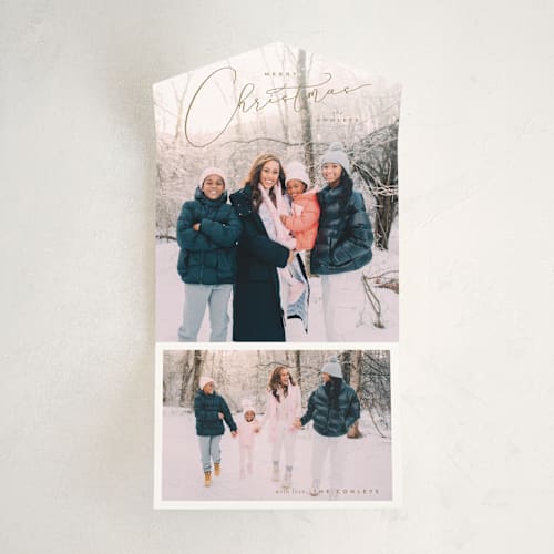 This is a golden all in one holiday cards with standard by Kristie Kern called vintage elegance printing on value cover in all-in-one