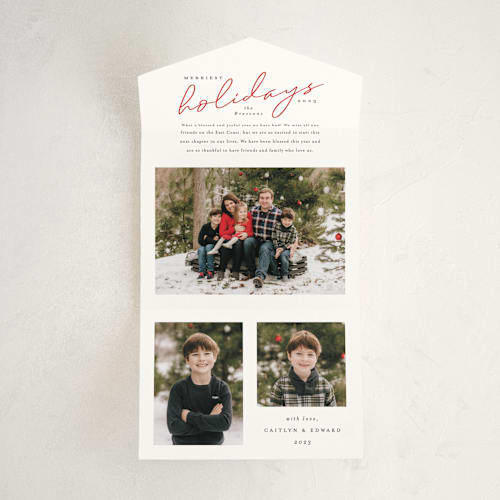 This is a berry all in one holiday cards with standard by Ana Sharpe called bela escrita printing on value cover in all-in-one