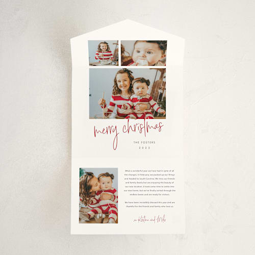 This is a cherry all in one holiday cards with standard by Stacey Meacham called photo shoot printing on value cover in all-in-one