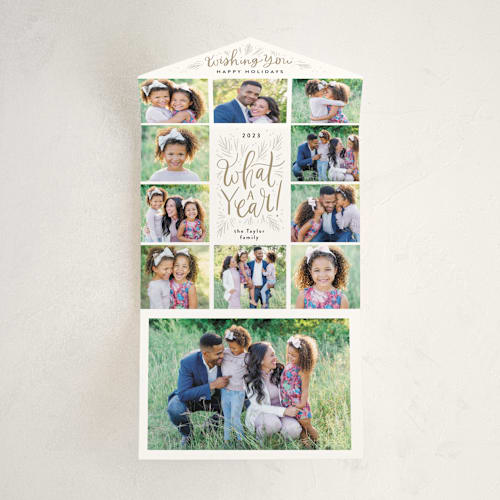 This is a bark all in one holiday cards with standard by Alethea and Ruth called what a year grid printing on value cover in all-in-one