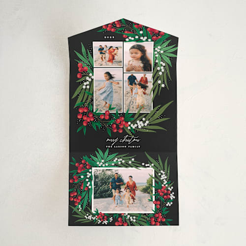 This is a midnight all in one holiday cards with standard by Alethea and Ruth called leafy berries printing on value cover in all-in-one