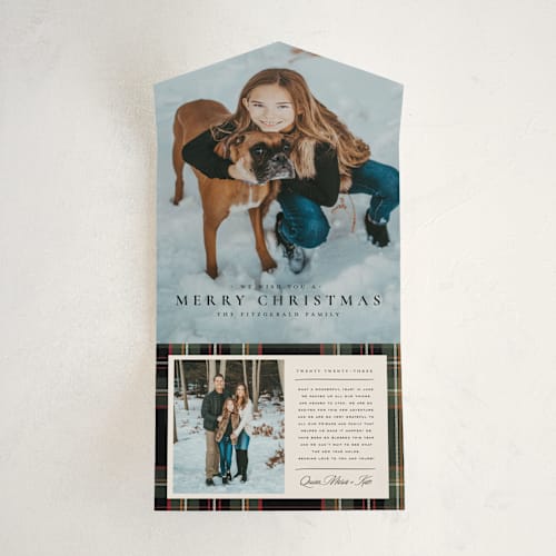 This is a midnight all in one holiday cards with standard by Wildfield Paper Co called the merriest of days printing on value cover in all-in-one