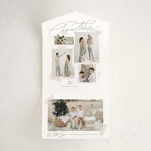 This is a spruce all in one holiday cards with standard by Everett Paper Goods called moodboard printing on value cover in all-in-one