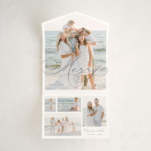 This is a charcoal all in one holiday cards with standard by Brandy Folse called very merry printing on value cover in all-in-one