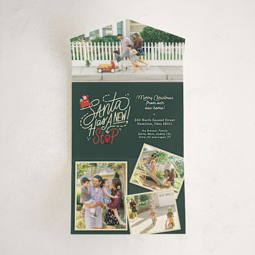 This is a evergreen all in one holiday cards with standard by Carrie ONeal called santa stop printing on value cover in all-in-one