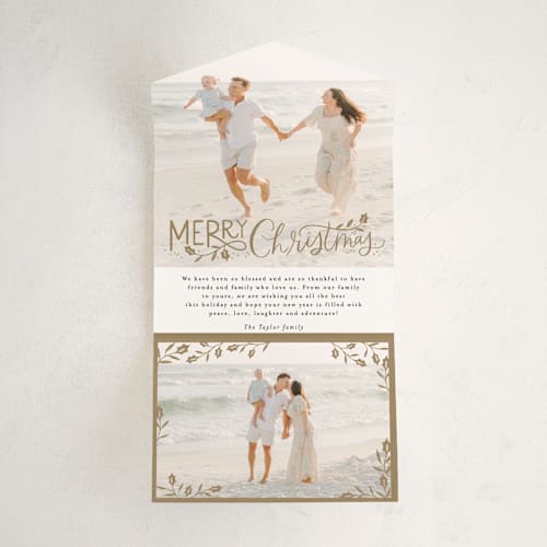 This is a coffee all in one holiday cards with standard by Alethea and Ruth called merry christmas holly leaves printing on value cover in all-in-one