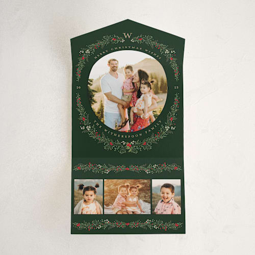 This is a holiday all in one holiday cards with standard by Susan Moyal called monogrammed oval printing on value cover in all-in-one