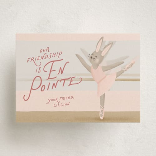 This is a blush kids valentines day cards with standard by Carolyn Kach called ballerina en pointe printing on signature in standard