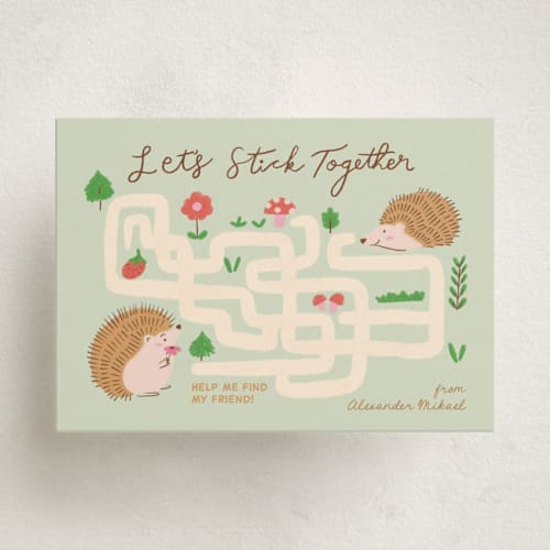 This is a sage kids valentines day cards with standard by Kartika Paramita called hedgehog maze game printing on signature in standard