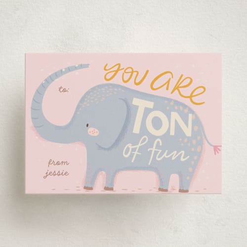 This is a cotton candy kids valentines day cards with standard by Vera Lim called ton of fun printing on signature in standard