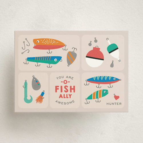 This is a lake kids valentines day cards with standard by Michelle Taylor called tackle box printing on signature in standard