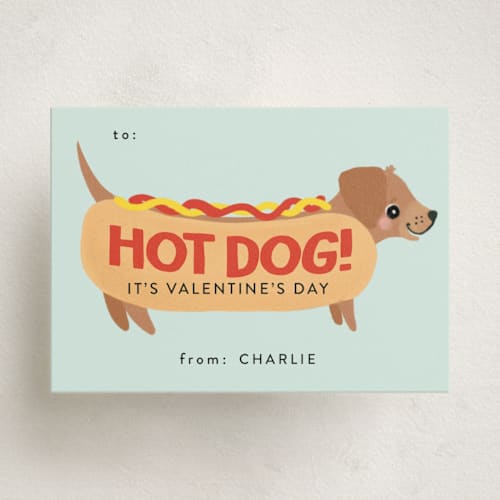 This is a pool kids valentines day cards with standard by Itsy Belle Studio called hot dog printing on signature in standard