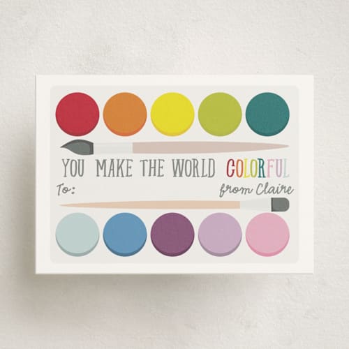 This is a gumdrops kids valentines day cards with standard by Hudson meet Rose called you make the world colorful printing on signature in standard