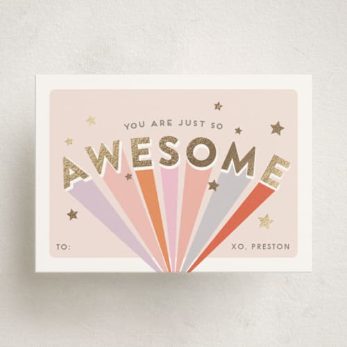 This is a fruit punch kids valentines day cards with foil pressed by chocomocacino called croffle printing on signature in standard