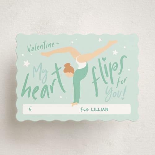 This is a mint kids valentines day cards with standard by Robin Ott called heart flips printing on signature in standard