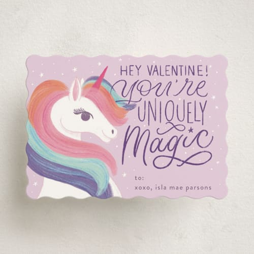 This is a sugarplum kids valentines day cards with standard by Ashley DeMeyere called uniquely magic printing on signature in standard