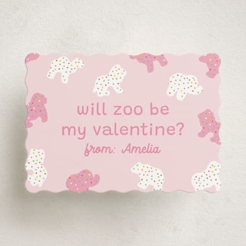 This is a strawberry kids valentines day cards with standard by Annie Holmquist called won't zoo be mine printing on signature in standard