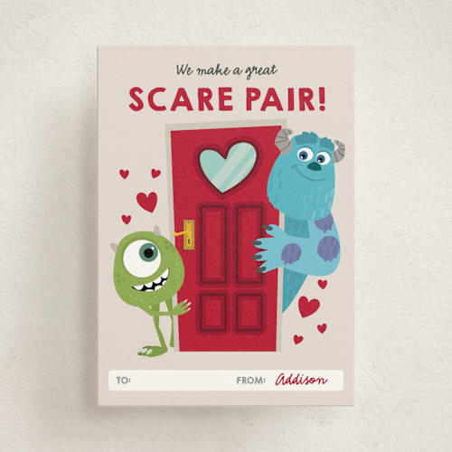 This is a cream kids valentines day cards with standard by Oma N. Ramkhelawan called the scare pair printing on signature in standard