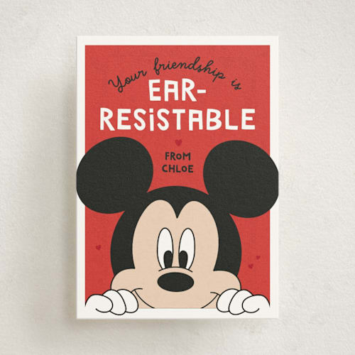 This is a cherry kids valentines day cards with standard by Erica Krystek called earresistable printing on signature in standard