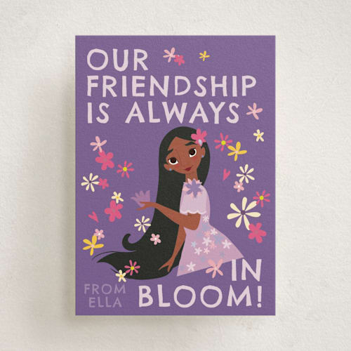 This is a violet kids valentines day cards with standard by Angela Thompson called isabela printing on signature in standard