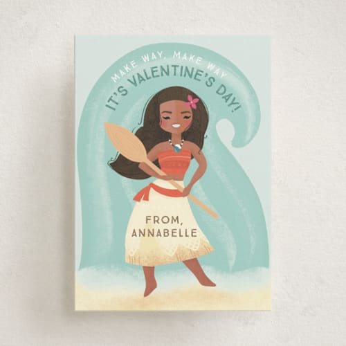 This is a aqua kids valentines day cards with standard by Itsy Belle Studio called disney's moana make way for friendship printing on signature in standard