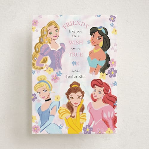 This is a cotton candy kids valentines day cards with standard by Cass Loh called disney's princess portrait printing on signature in standard