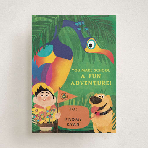 This is a paradise kids valentines day cards with standard by Kamala Nahas called disney pixar's up wilderness adventure printing on signature in standard