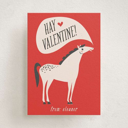 This is a tomato kids valentines day cards with standard by Karidy Walker called hay valentine printing on signature in standard