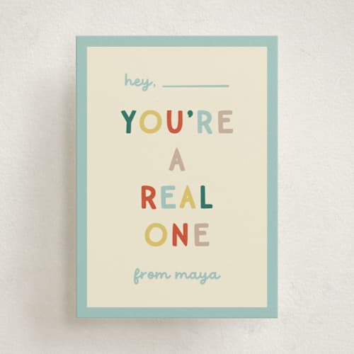 This is a sky kids valentines day cards with standard by Ellen Schlegelmilch called real one printing on signature in standard