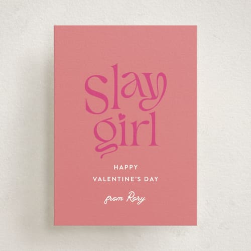 This is a candy kids valentines day cards with standard by Christine Taylor called slay girl printing on signature in standard