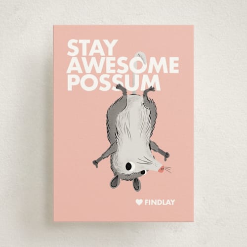 This is a rose kids valentines day cards with standard by mo kelley called awesome possum printing on signature in standard
