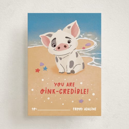 This is a ocean kids valentines day cards with standard by Zove Ahhh called pixar - moana pua - oink-credible printing on signature in standard