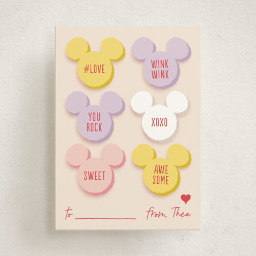 This is a ice cream kids valentines day cards with standard by Leia Matt called disney's mickey mouse sweetheads printing on signature in standard