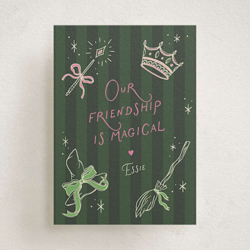 This is a emerald kids valentines day cards with standard by Pixel and Hank called magical friendship printing on signature in standard