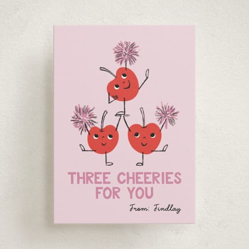 This is a pinky kids valentines day cards with standard by mo kelley called three cheeries printing on signature in standard
