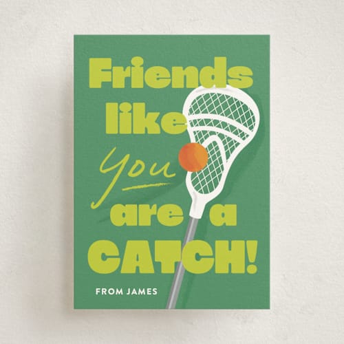 This is a grass kids valentines day cards with standard by Laura Hankins called lax printing on signature in standard