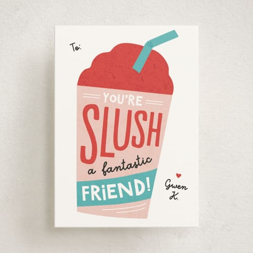 This is a cherry kids valentines day cards with standard by Erica Krystek called slush a good friend printing on signature in standard