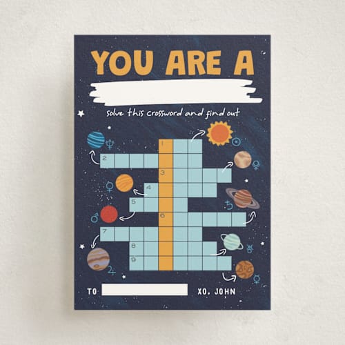 This is a night kids valentines day cards with standard by Orasie called superstar printing on signature in standard