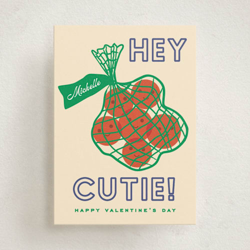 This is a tangerine kids valentines day cards with standard by Jennifer Lew called cuties printing on signature in standard