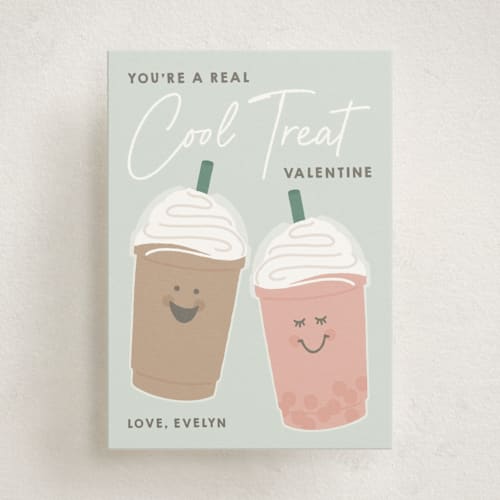 This is a mint kids valentines day cards with standard by Michelle Taylor called cool treat printing on signature in standard