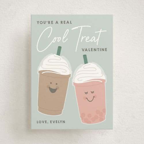 This is a mint kids valentines day cards with standard by Michelle Taylor called cool treat printing on signature in standard