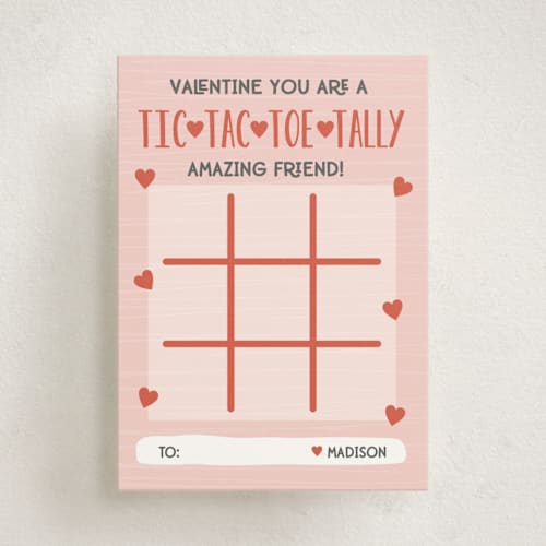 This is a candy kids valentines day cards with standard by Oma N. Ramkhelawan called tic tac toe printing on signature in standard